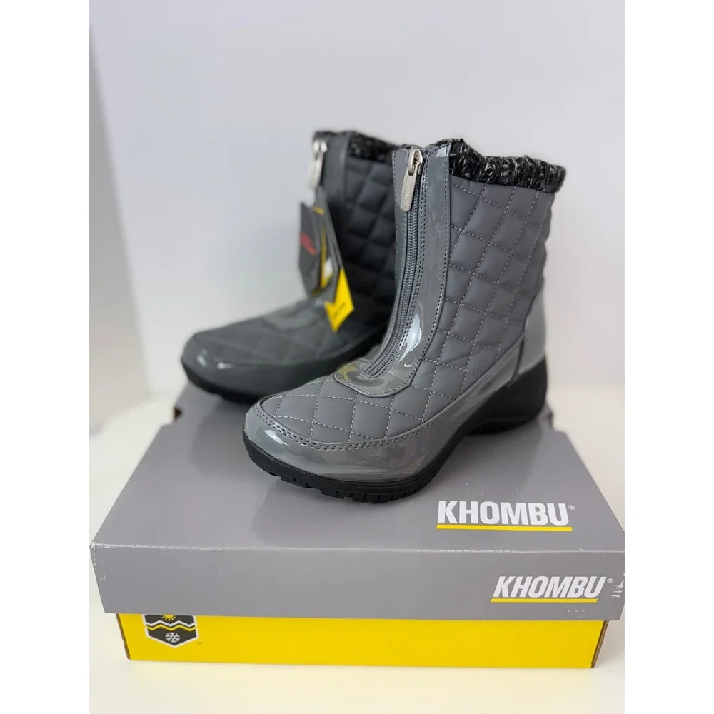 Khombu Megan Grey Waterproof Boots Memory Insoles‎ Sz 6 M New